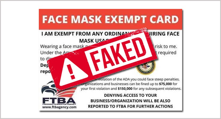 Health Officials: ‘Face Mask Exempt’ Cards Are Bogus