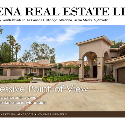 Newly-Launched Weekly Pasadena Real Estate Listings Magazine Focuses on Home With A View