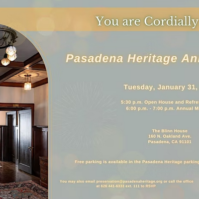 Pasadena Heritage to Hold 2023 Annual Meeting at Historic Blinn House